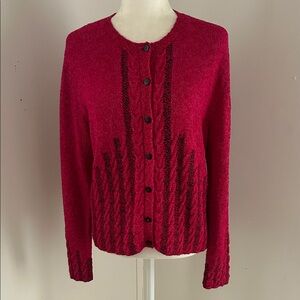 South Cotton Pink/Red Boucle Cardigan sz S/M